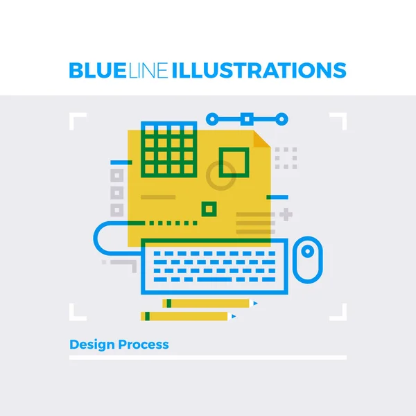 Design Process blå linjen Illustration — Stock vektor