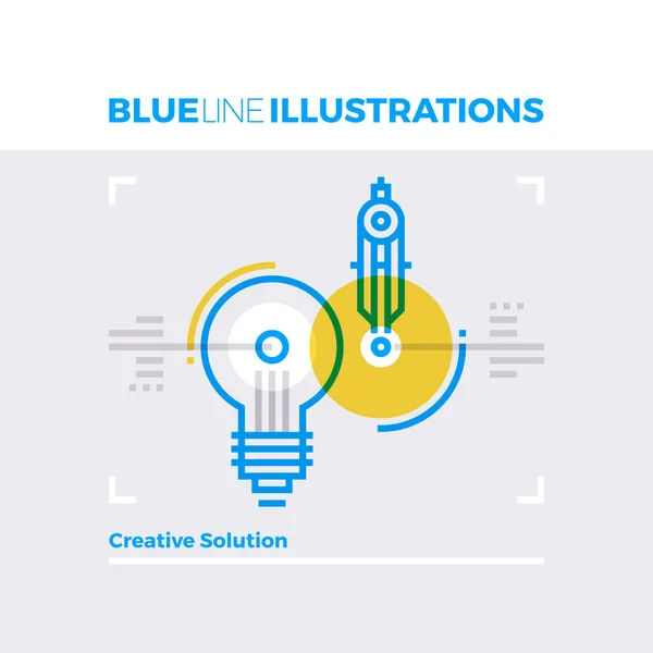 Creative Solution Blue Line Illustration — Stock Vector