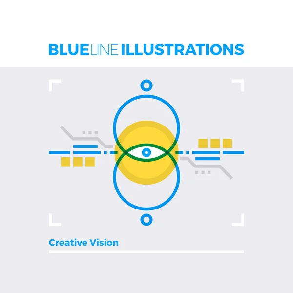 Creative Vision Blue Line Illustration — Stock Vector