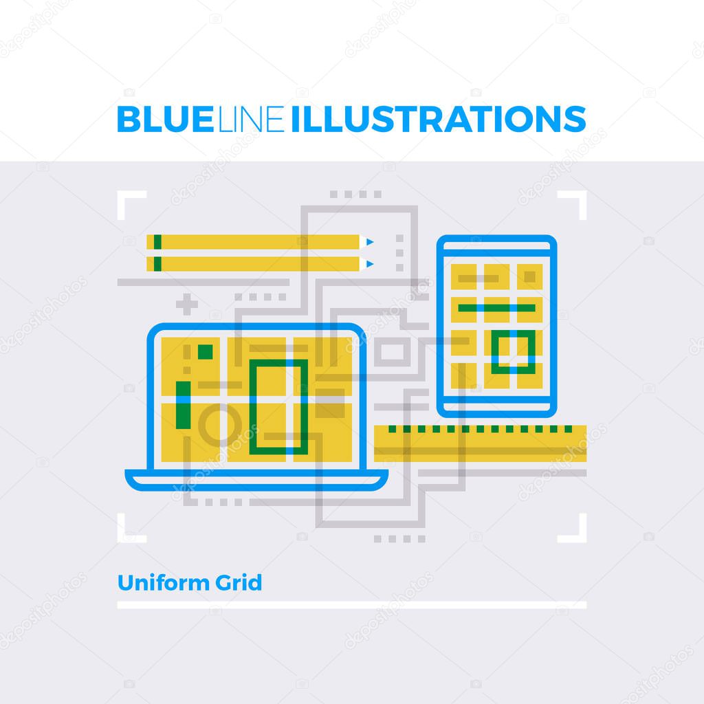 Uniform Grid Blue Line Illustration