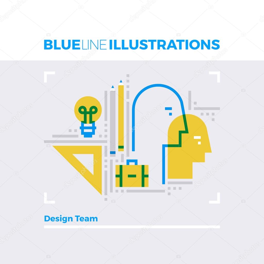 Design Team Blue Line Illustration