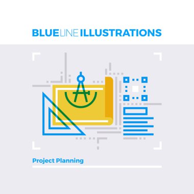 Project Planning Blue Line Illustration clipart