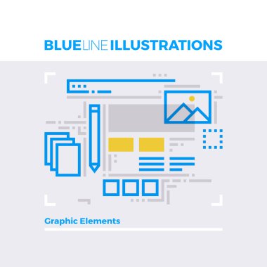 Grafik öğeleri mavi hat illüstrasyon