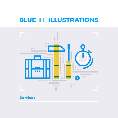 Hizmetleri mavi çizgi Illustratio