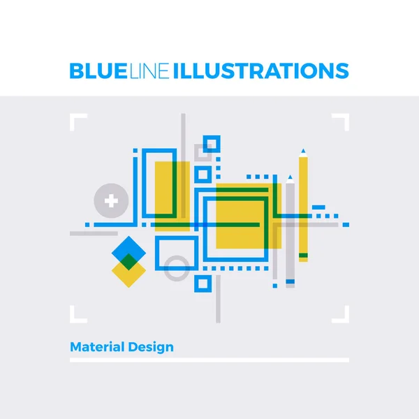 Material Design Blue Line Illustration — Stock Vector