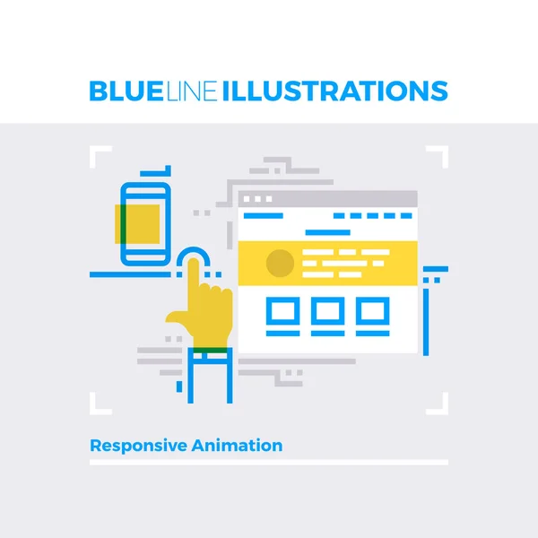 Responsive Animation Blue Line Illustration — Stock Vector