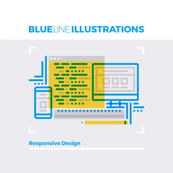 Responsive Design Blue Line Illustration — Stock Vector