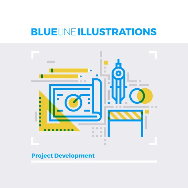 Desenvolvimento de Projetos Blue Line Illustration — Vetor de Stock