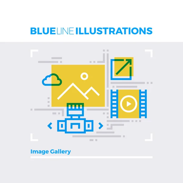 Εικονογράφηση Image Gallery μπλε γραμμή — Διανυσματικό Αρχείο