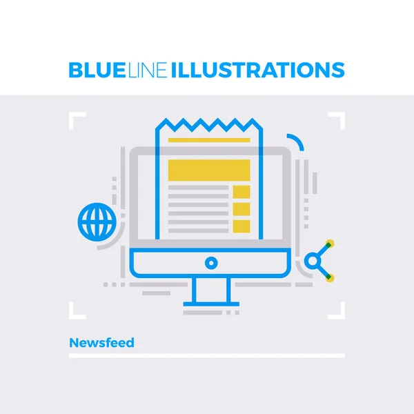 Illustration Ligne bleue Newsfeed — Image vectorielle