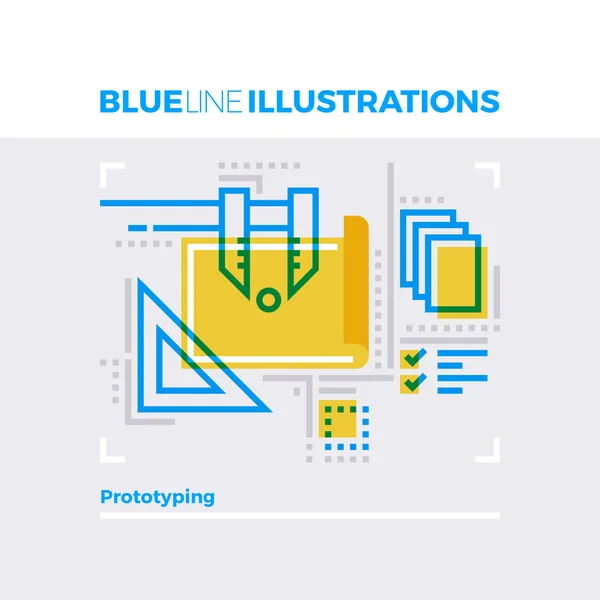 Prototyping Blue Line Illustration — Stock Vector