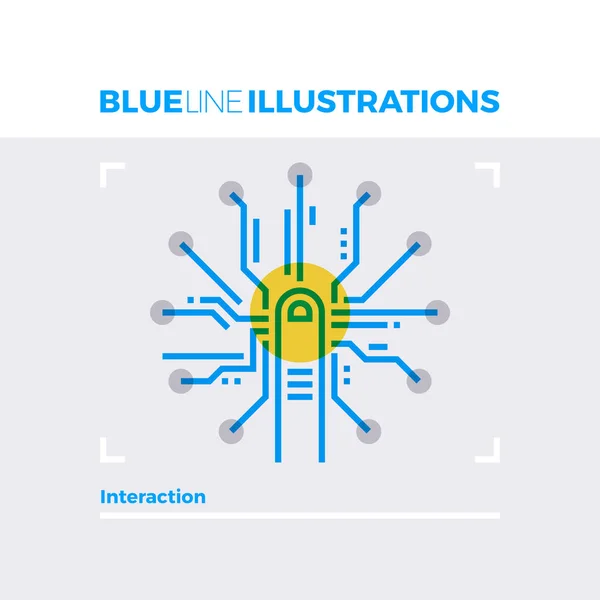Diseño de interacción Ilustración de línea azul — Vector de stock