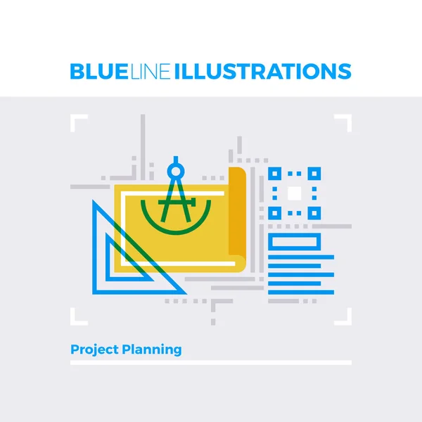 Planificación de proyectos Blue Line Illustration — Archivo Imágenes Vectoriales