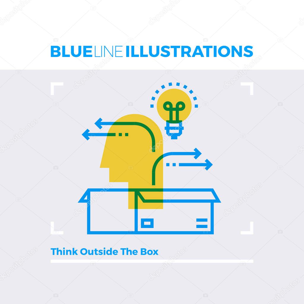 Creative Thinking Blue Line Illustration