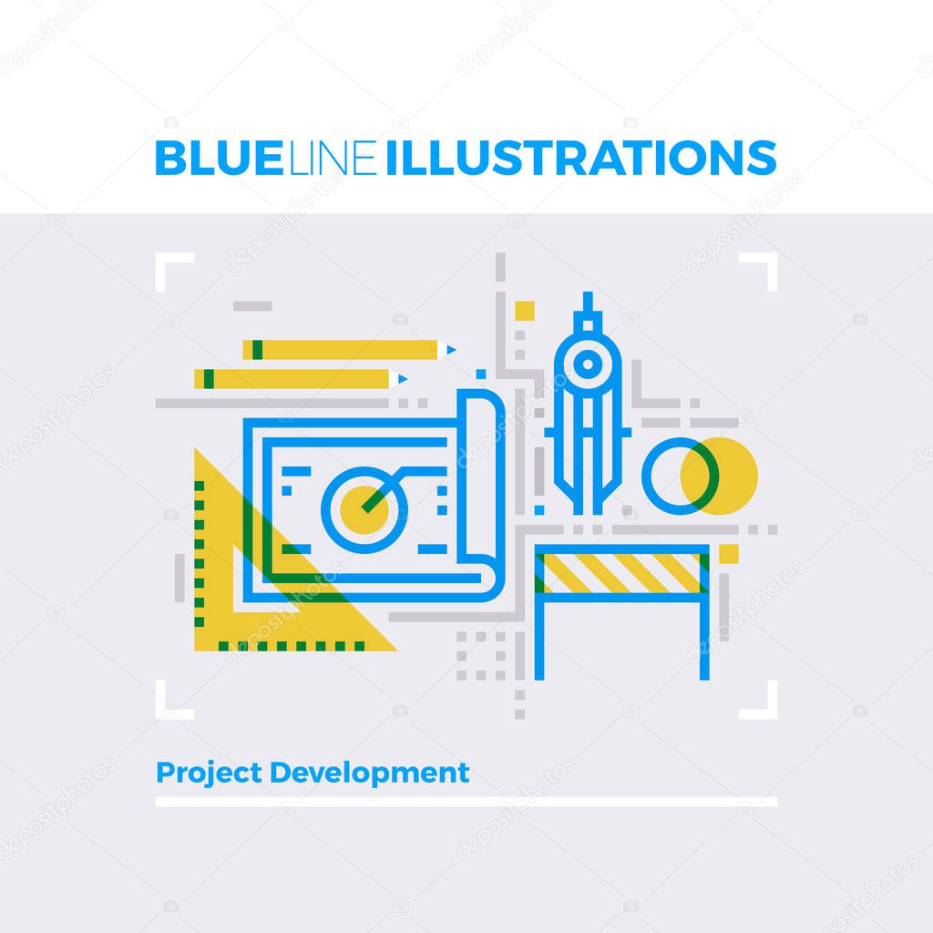 Project Development Blue Line Illustration