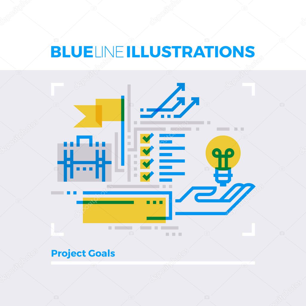 Project Goals Blue Line Illustration