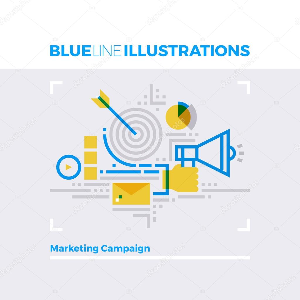 Marketing Campaign Blue Line Illustration