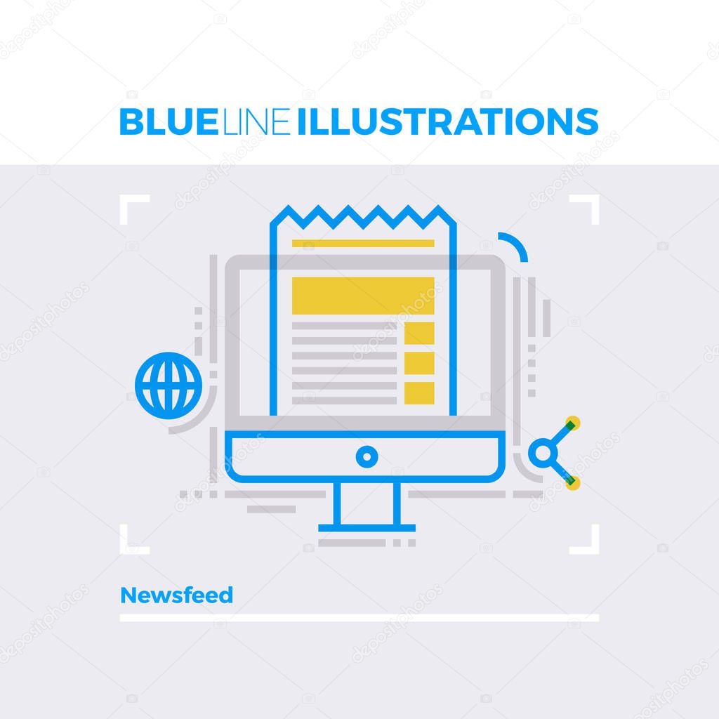 Newsfeed Blue Line Illustration