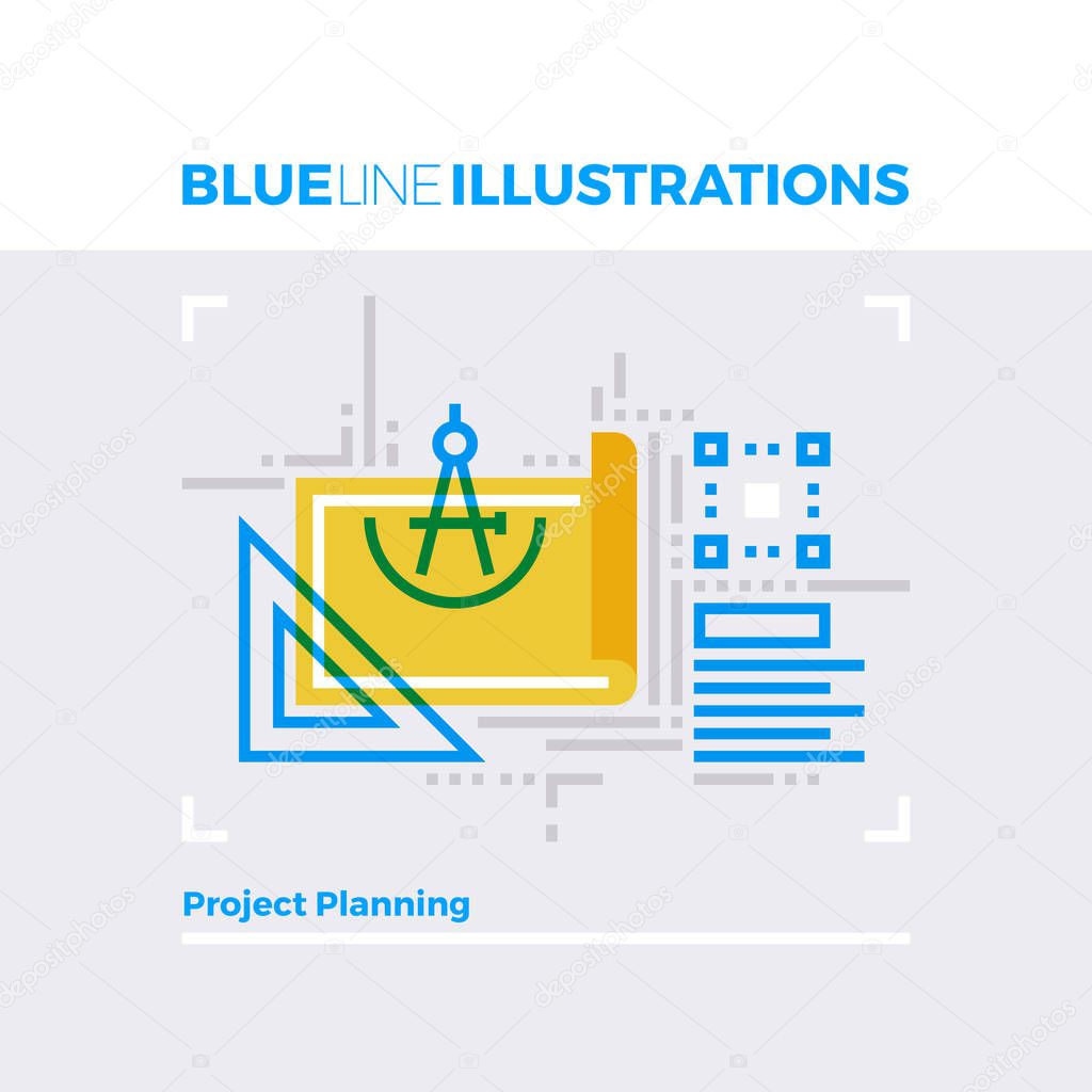 Project Planning Blue Line Illustration