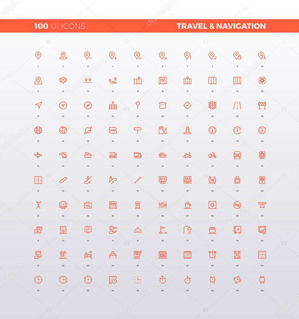 UI UX Navigation and Travel Icons