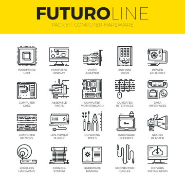 Bilgisayar donanım Futuro satır simgeler
