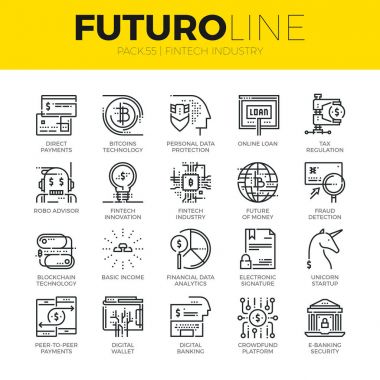 Fintech sanayi Futuro satır simgeler