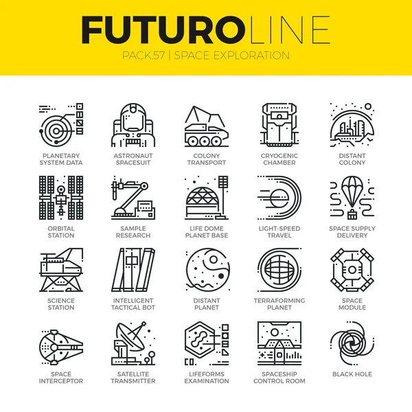 우주 탐사 Futuro 라인 아이콘 — 스톡 벡터