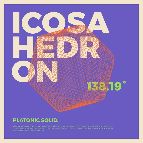 Icosaedro Typographic Poster Ilustração — Vetor de Stock