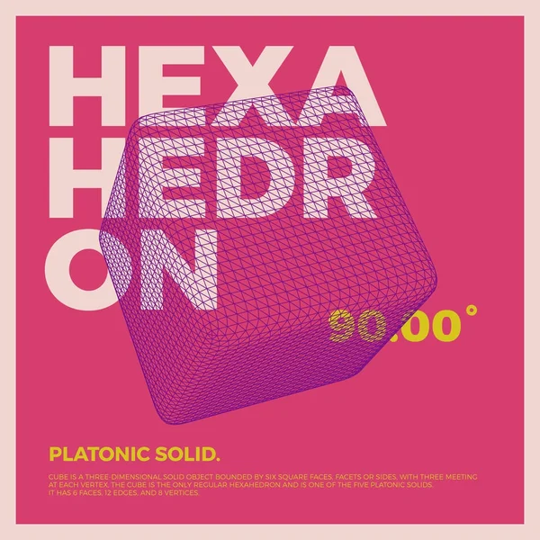 Hexahedron Typographic Poster Ilustração — Vetor de Stock