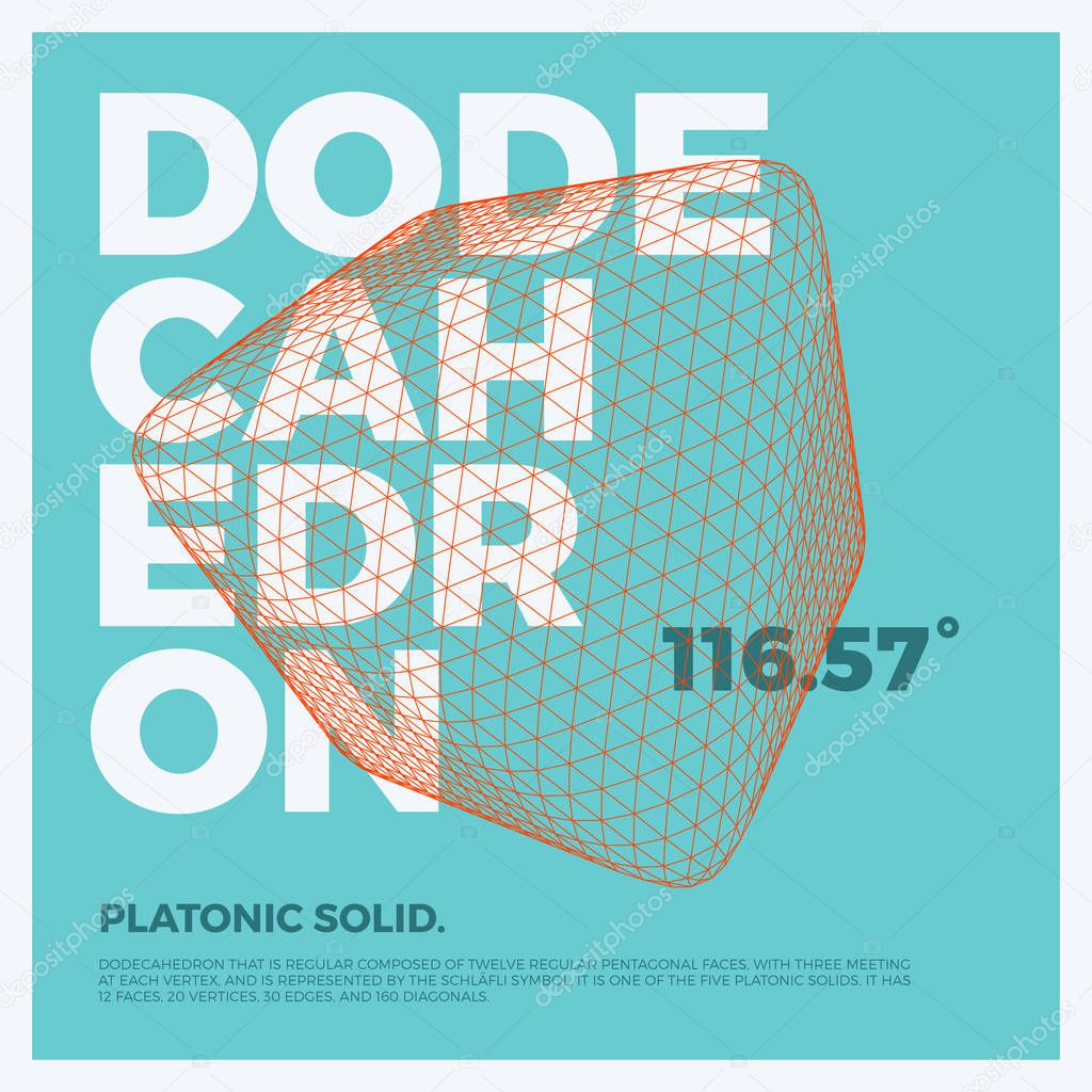 Dodecahedron Typographic Poster Illustration