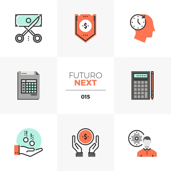 Bedrijf begroting Futuro volgende pictogrammen — Stockvector