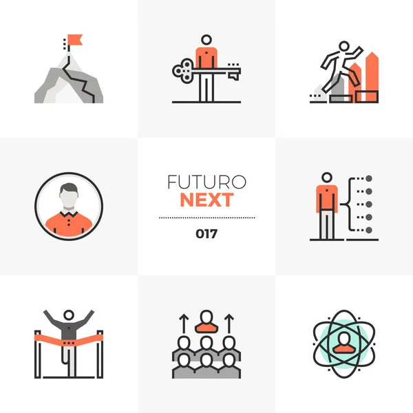 Liderazgo empresarial Futuro Next Iconos — Vector de stock