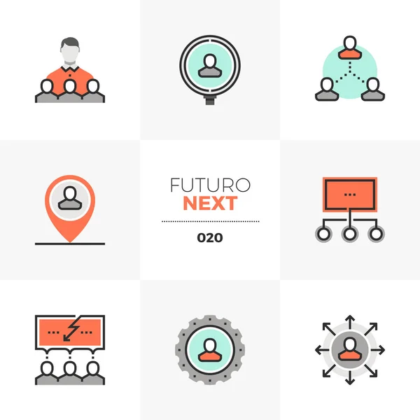 Menselijke hulpbronnen Futuro volgende pictogrammen — Stockvector