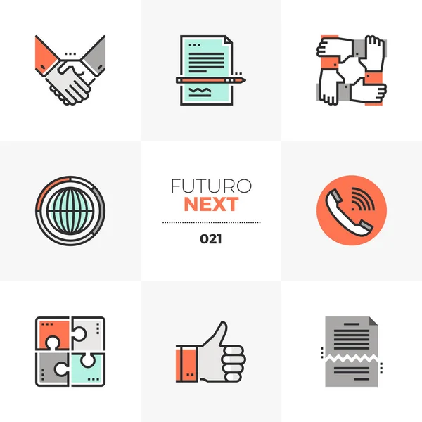Business Agreement Futuro Next Icons — Stock Vector