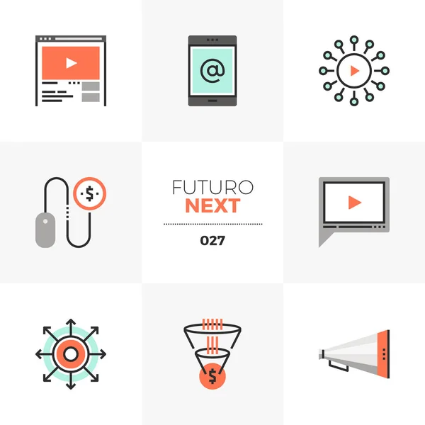Ikony Futuro dalej marketingu cyfrowego — Wektor stockowy