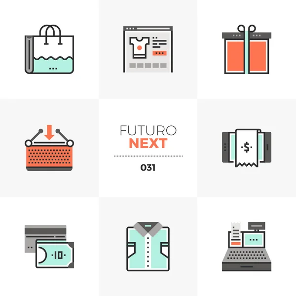 E-commerce Futuro Icone Successive — Vettoriale Stock