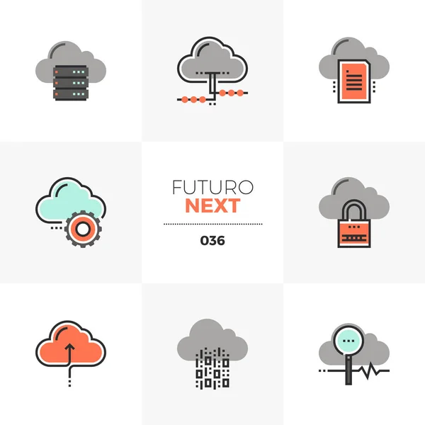 Cloud Computing Futuro Próximo Ícones — Vetor de Stock