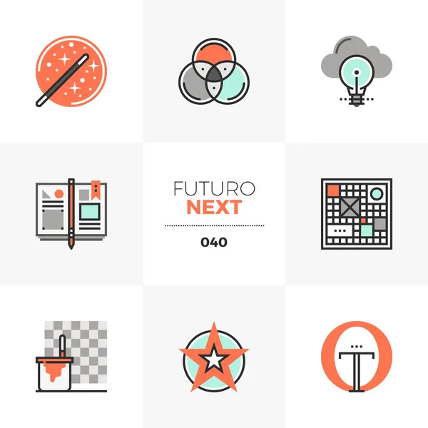 Diseño Pensando Futuro Próximos iconos — Vector de stock