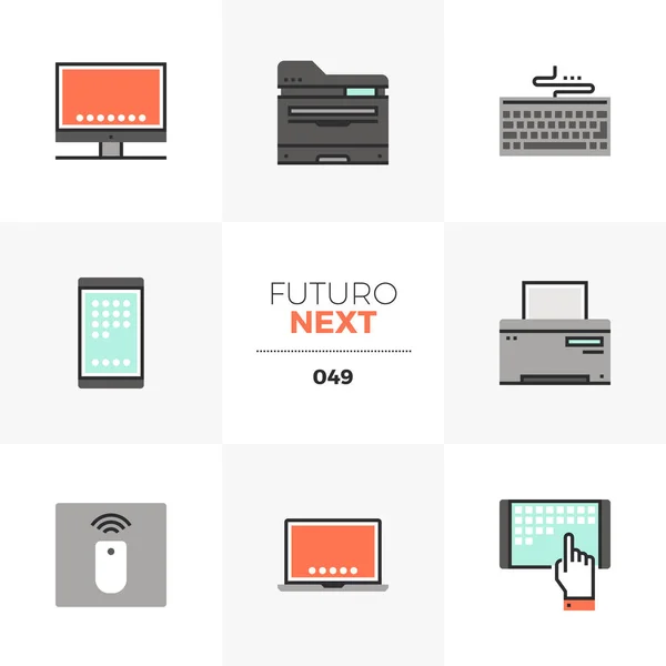 Computer apparaten Futuro volgende pictogrammen — Stockvector