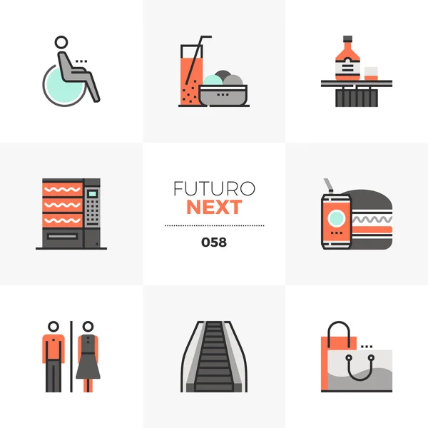 Shopping Loisirs Futuro Prochaines icônes — Image vectorielle