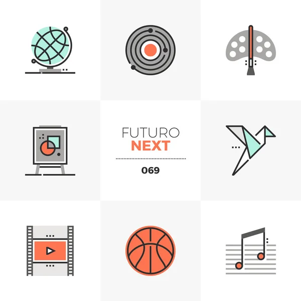 Curso de Artes y Artesanía Futuro Next Iconos — Vector de stock