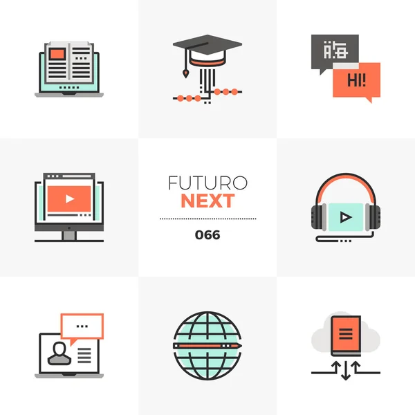 Online Course Futuro Next Icons — Stock Vector