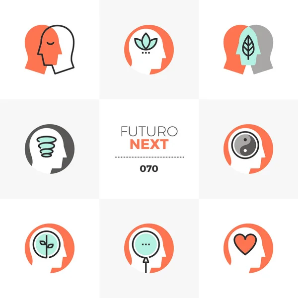 Mindfulness Futuro Next Iconos — Archivo Imágenes Vectoriales