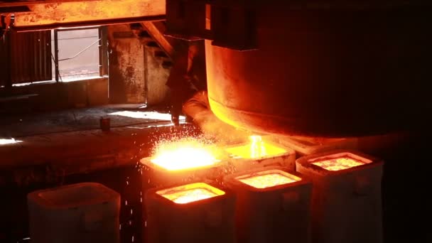 Gesmolten Staal Gieten Warmgewalste Staal Productie Van Metallurgische Works — Stockvideo