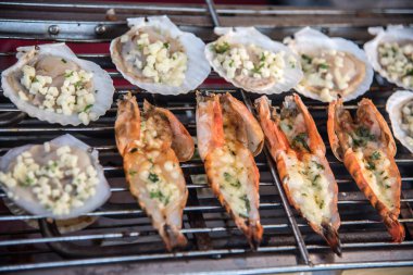 Yaz Barbekü kavramı deniz ürünleri.