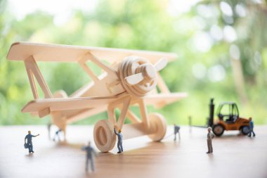 Minyatür Retro tahta uçak oyuncağı