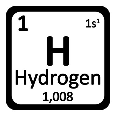 Periyodik Tablo öğesi hidrojen simgesi.