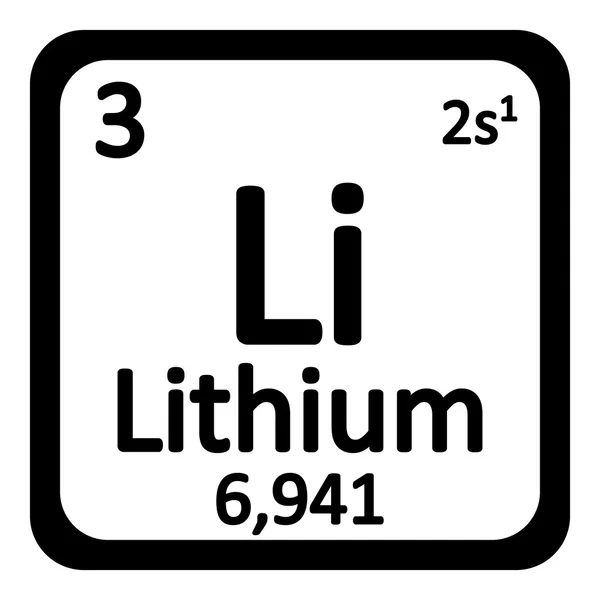 Icona litio elemento tavola periodica . — Vettoriale Stock
