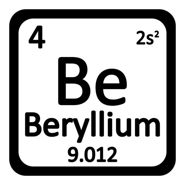 Periodic table element ikona berylu. — Wektor stockowy