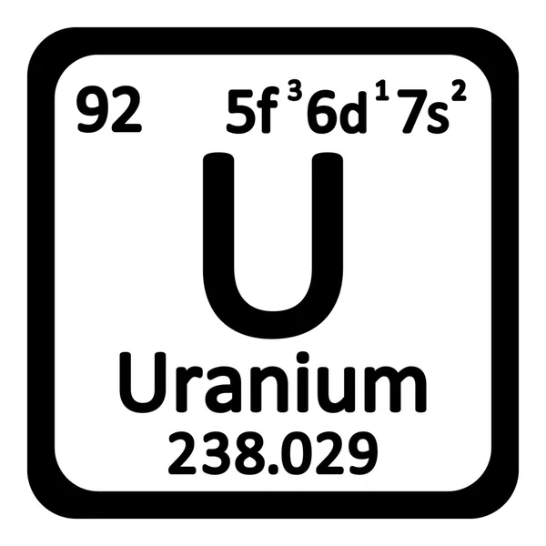 Ícone de urânio de elemento de tabela periódica . — Vetor de Stock